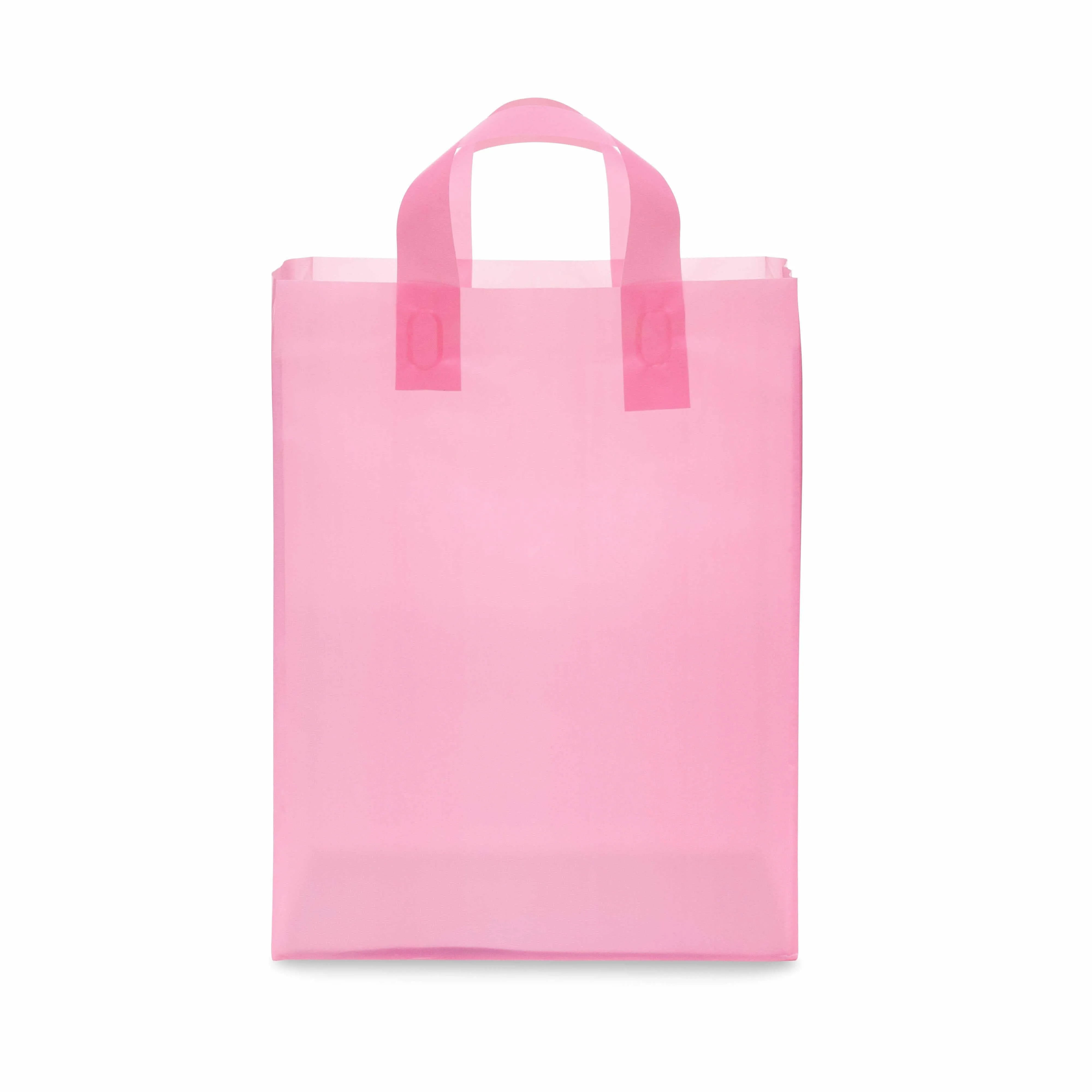 10x5x13 Medium Frosted Pink Plastic Bags with Handles