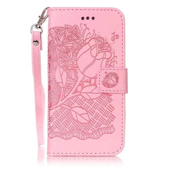 3D Embossing Flower Wallet Leather Flip Case For Apple iphone 7 6 6s Plus SE 5 5s Cover Coque Fundas Multi-functional Phone Bags