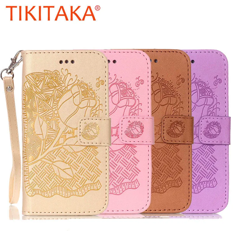 3D Embossing Flower Wallet Leather Flip Case For Apple iphone 7 6 6s Plus SE 5 5s Cover Coque Fundas Multi-functional Phone Bags