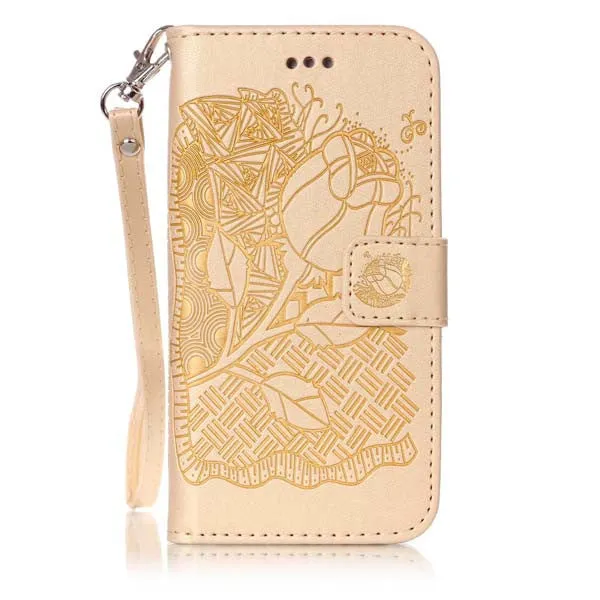 3D Embossing Flower Wallet Leather Flip Case For Apple iphone 7 6 6s Plus SE 5 5s Cover Coque Fundas Multi-functional Phone Bags