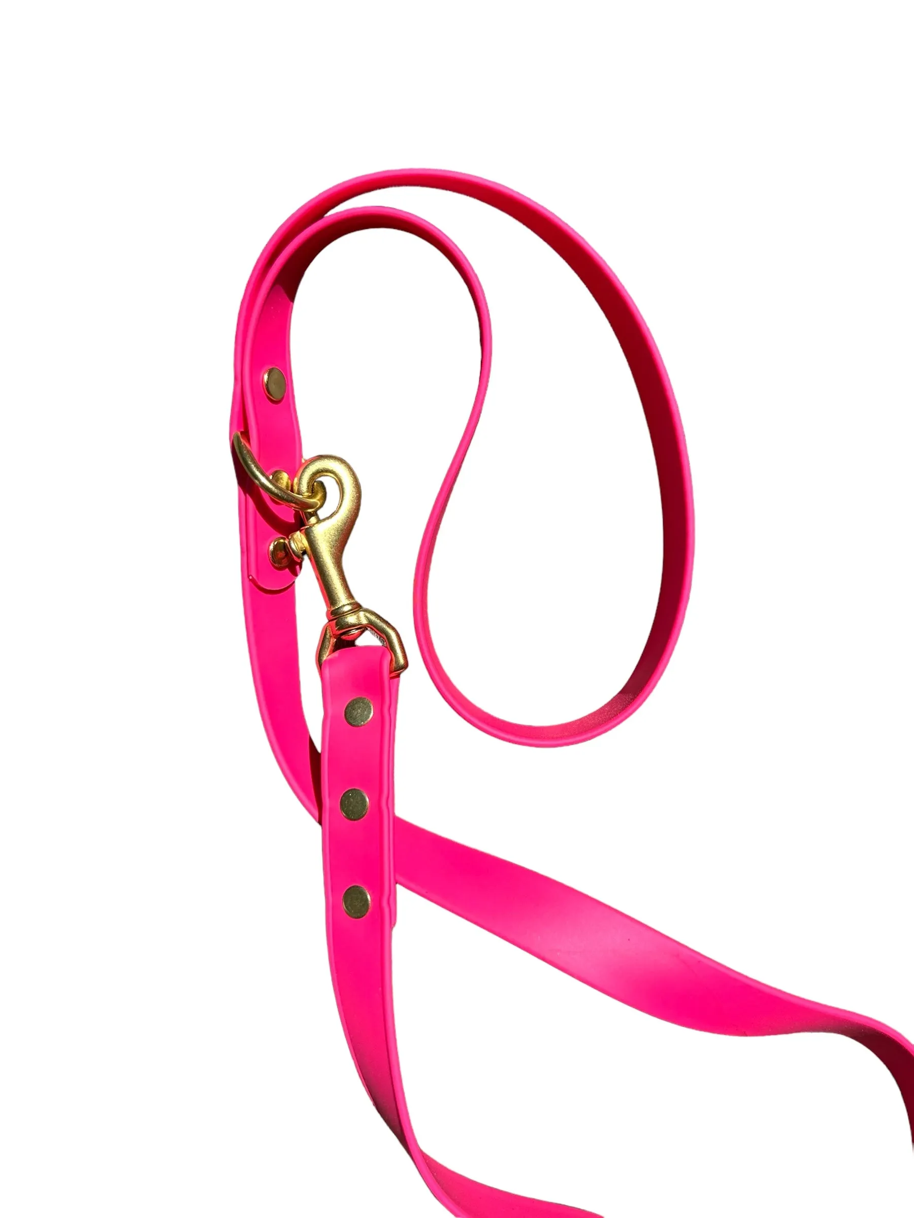 Adjustable Lightweight Biothane Quick Release Buckle Collar, All Waterproof w/Solid Brass Premium Hardware, Two-Tone Collar & Leash Set, Passion Fruit Pink   White, Curated Collar and Leash Set (Copy)