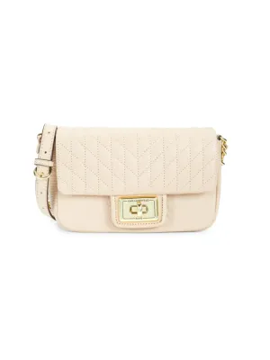 Agyness Karl Lagerfeld Paris Mini Leather Crossbody Bag Shell