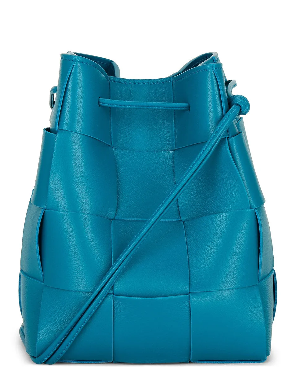 Bottega Veneta Small Cassette Bucket Crossbody Bag, Blueprint & Gold