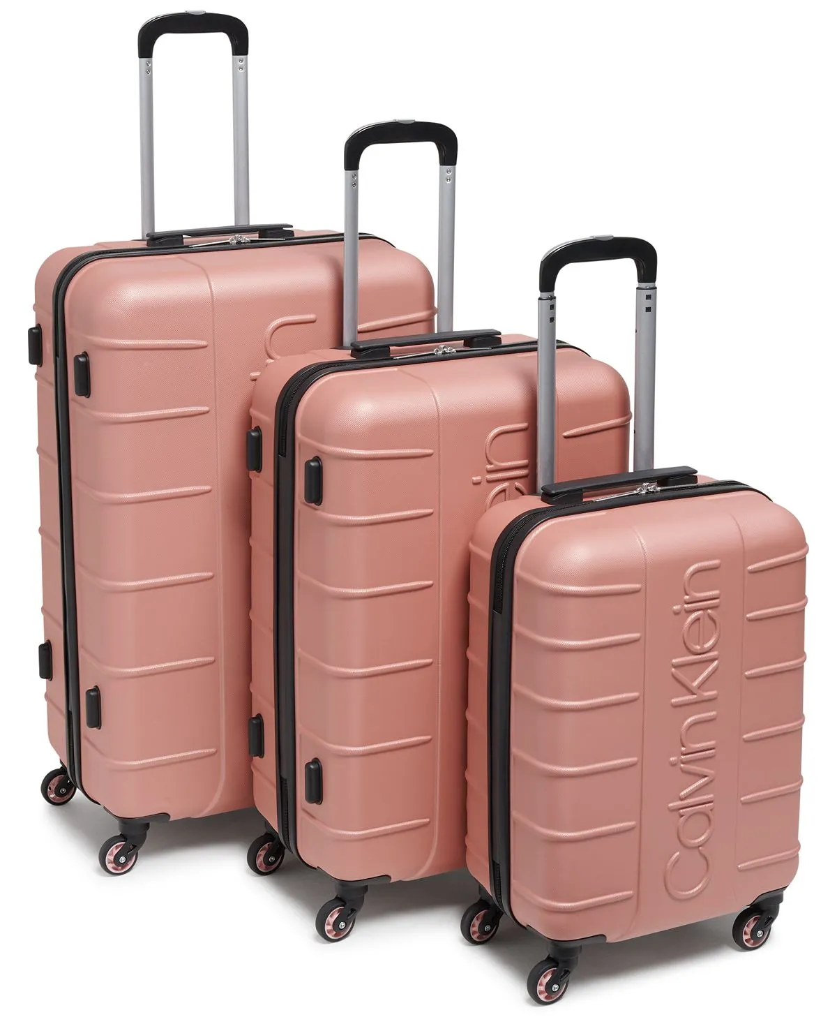 bowery hard side suitcase set, 3 piece Calvin Klein, rose gold