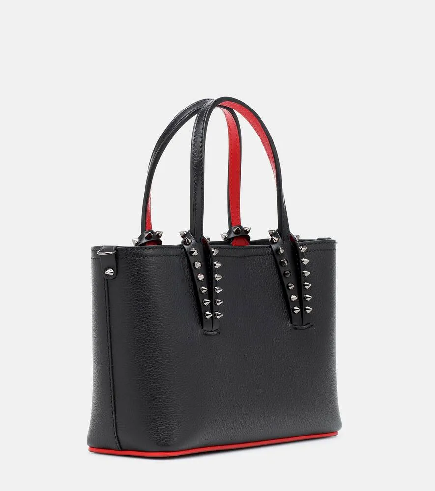 Cabata Mini Tote Bag in Christian Louboutin Leather, Black