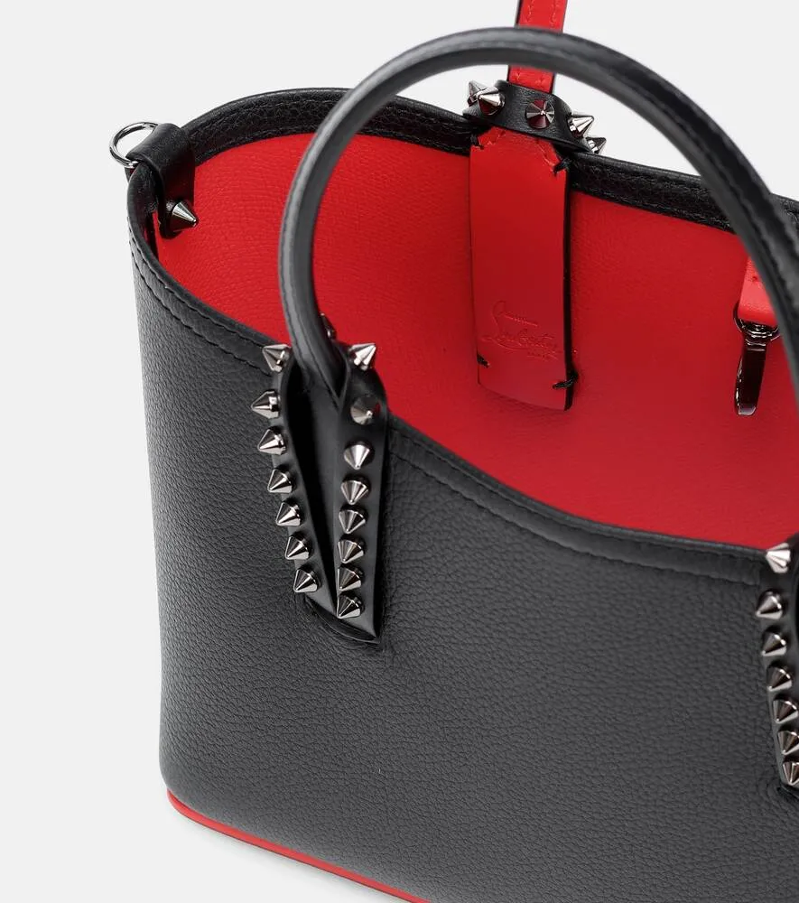 Cabata Mini Tote Bag in Christian Louboutin Leather, Black