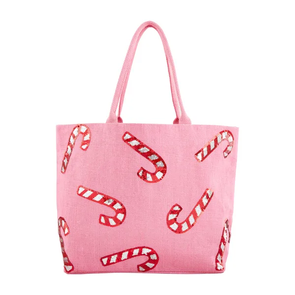 CANDY CANE SPARKLE TOTE BY MUD PIE