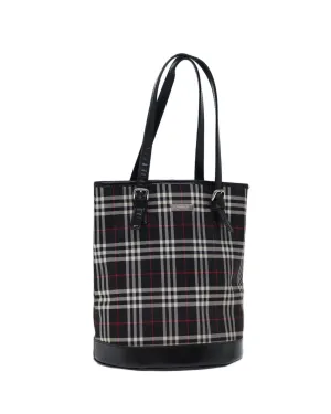 Canvas Shoulder Bag with Nova Check Pattern and Metal Fittings