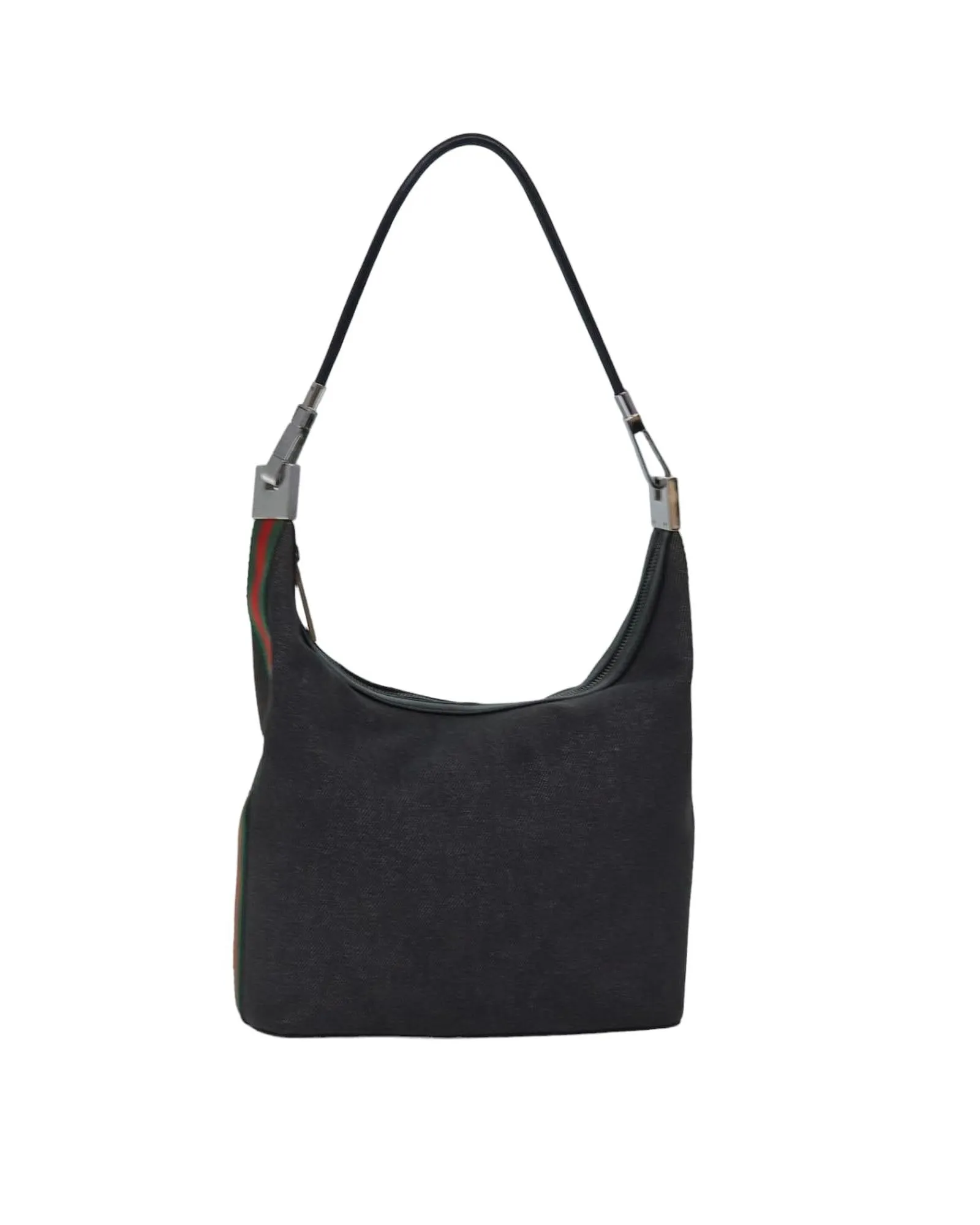 Canvas Shoulder Bag with Web Detailing and Multiple Compartments