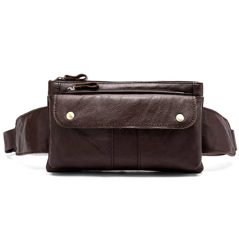 Casual Vintage Genuine Leather Waist Bags Crossbody Bags For Male and Female