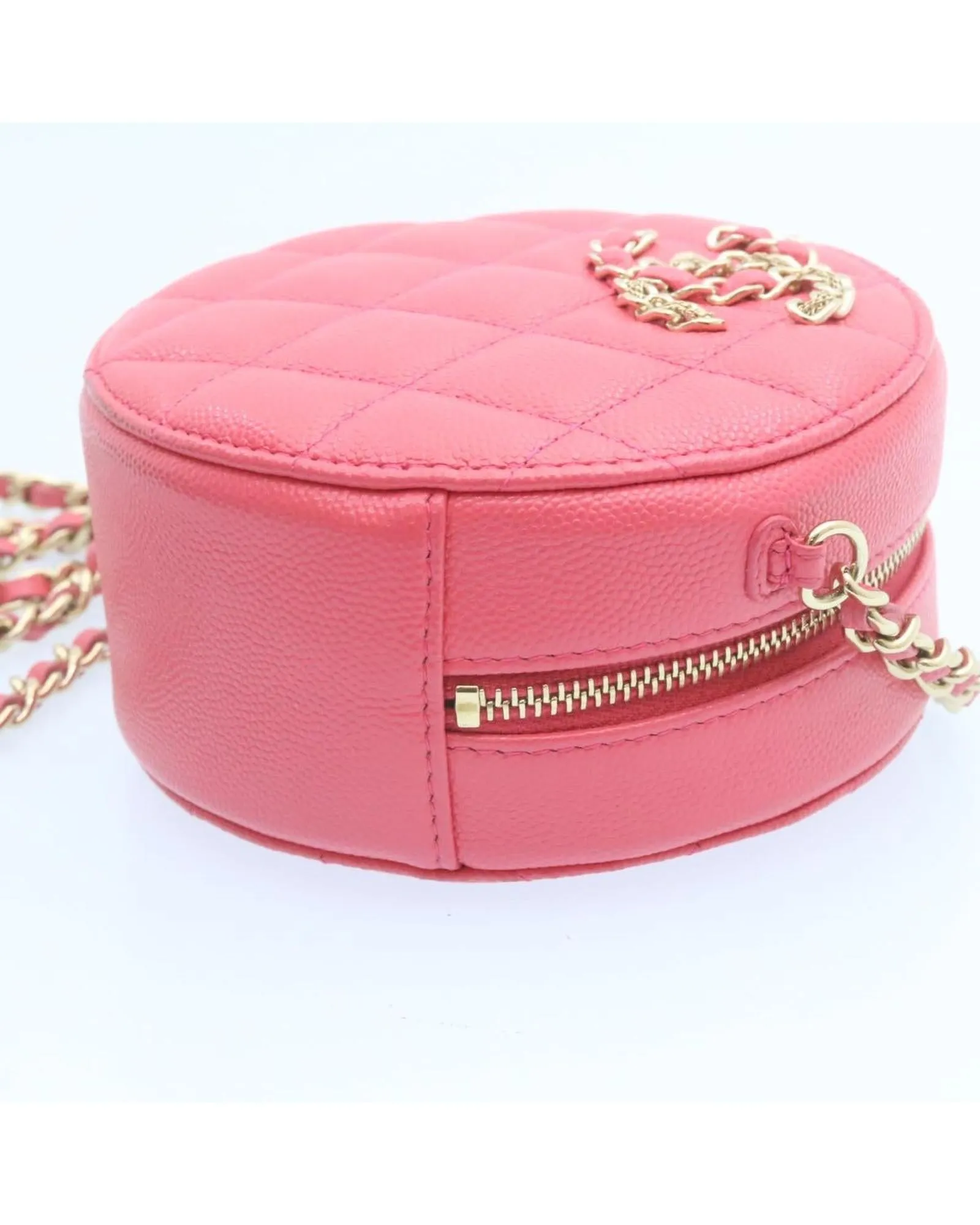 Chain Shoulder Bag Matelasse Caviar Skin Pink CC Auth