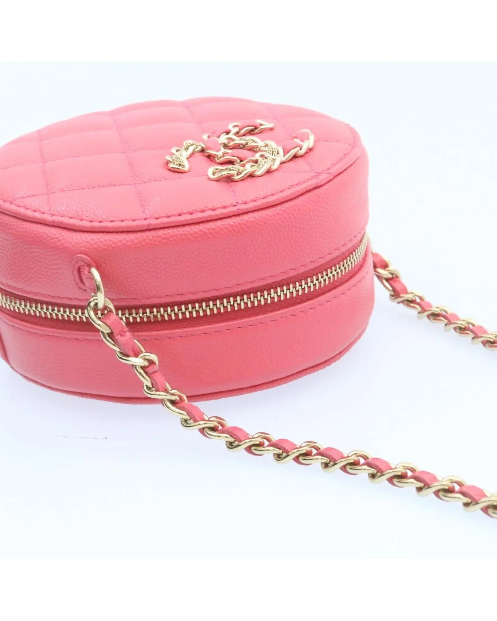 Chain Shoulder Bag Matelasse Caviar Skin Pink CC Auth