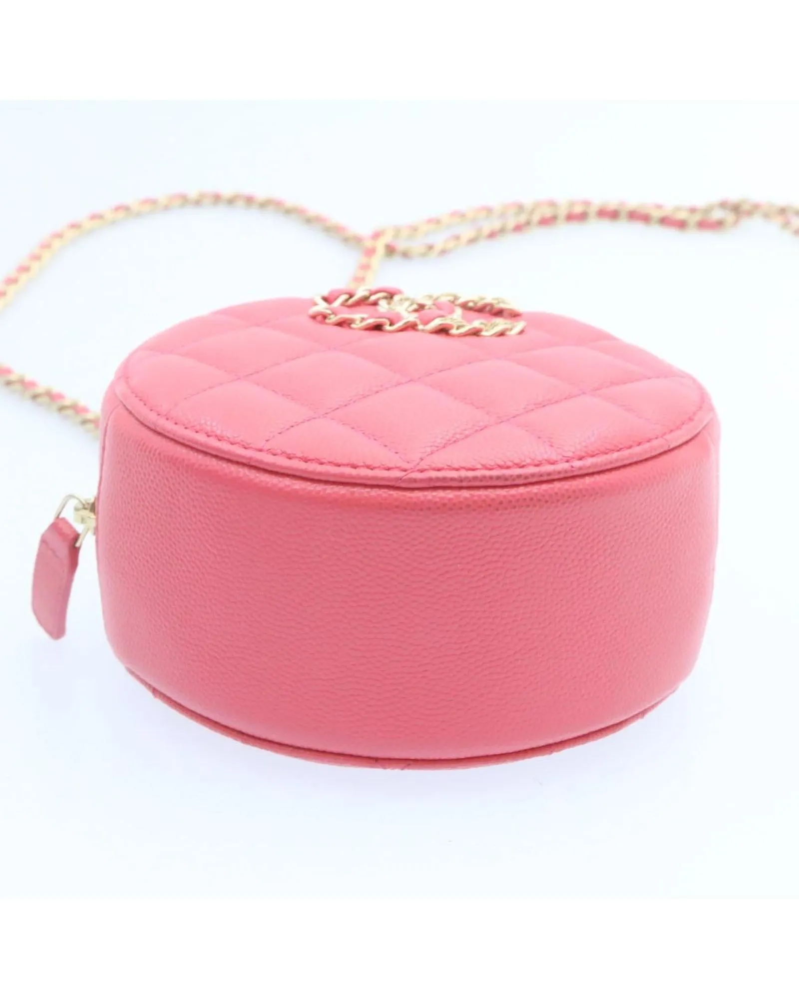 Chain Shoulder Bag Matelasse Caviar Skin Pink CC Auth