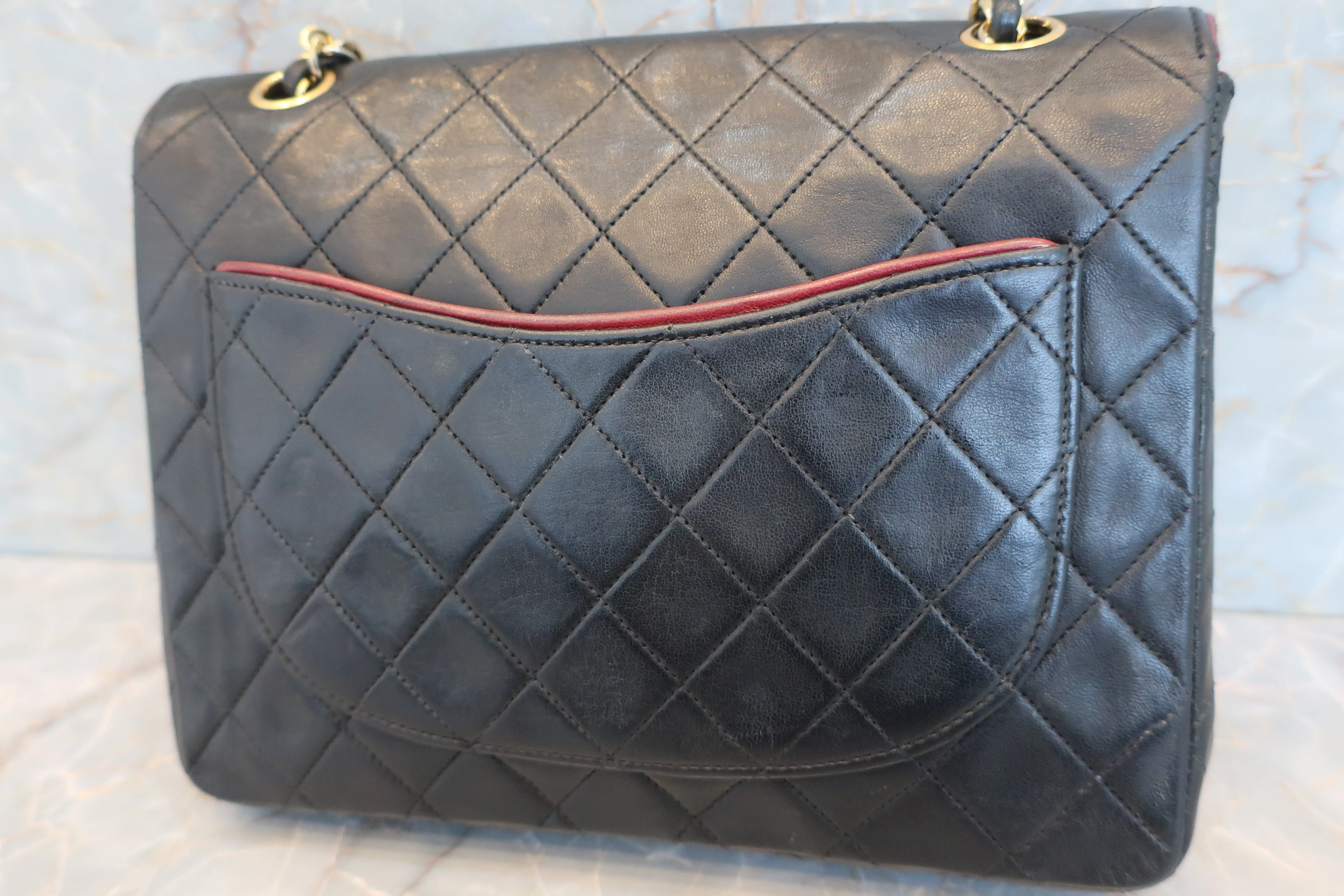 CHANEL/シャネル マトラッセバイカラーチェーンショルダーバッグ ラムスキン ブラック/レッド/ゴールド金具 ショルダーバッグ 600020127