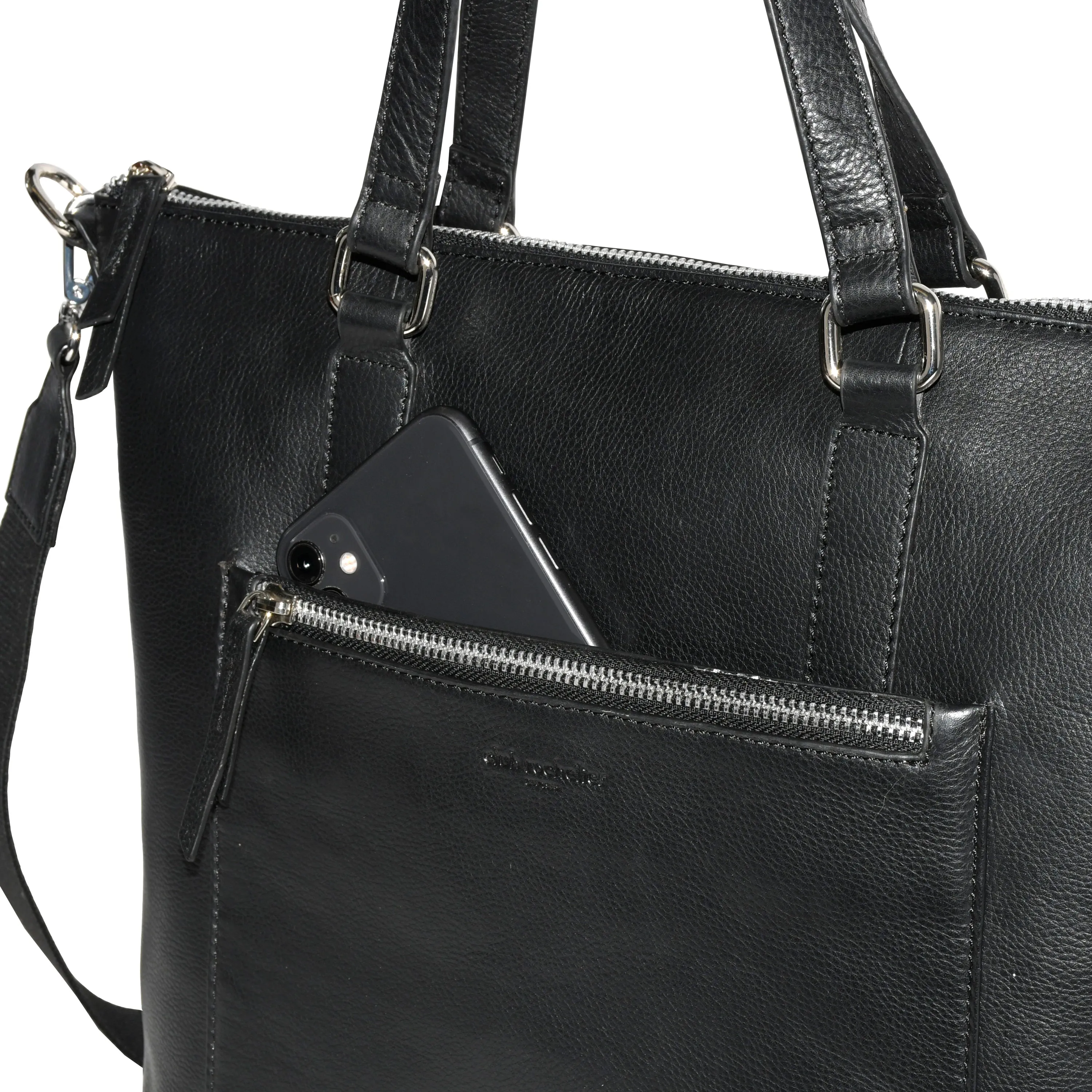 Club Rochelier Large Leather Crossbody Business Tote Bag