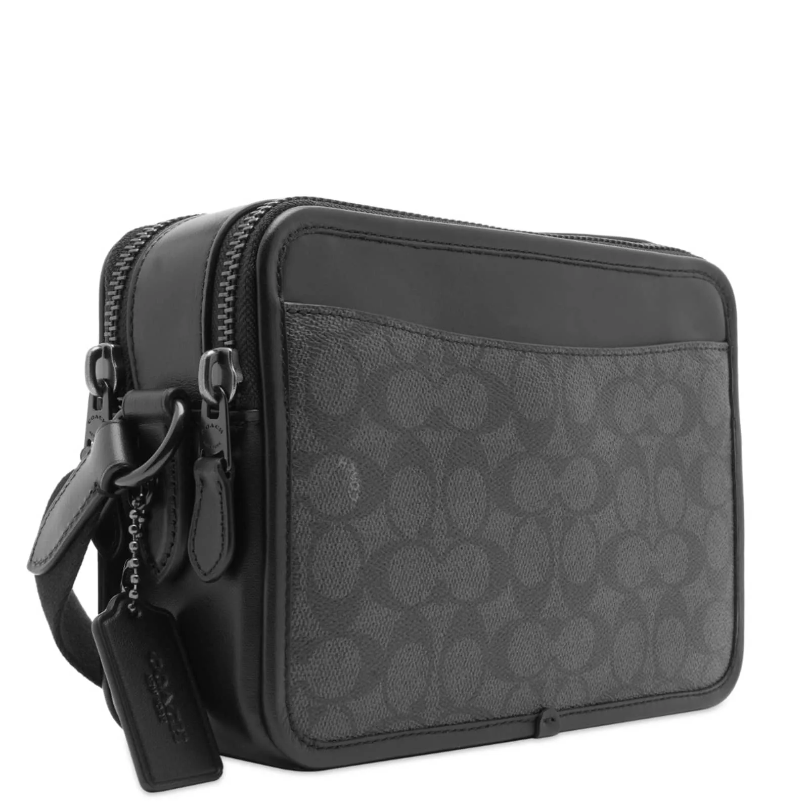 Coach Charter Graphic crossbody bag, dark gray leather multi signature