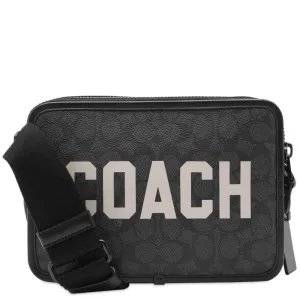 Coach Charter Graphic crossbody bag, dark gray leather multi signature