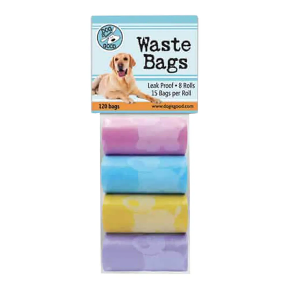 Dog is Good Pet Waste Bags Baby Pastels, 8 Roll Pack