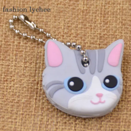 fashion lychee Cute Lovely Animal Keychain Soft Rubber Pug Cat Dog Rabbit Key Cover Cap Key Ring Bag Charms Key Chain Toys