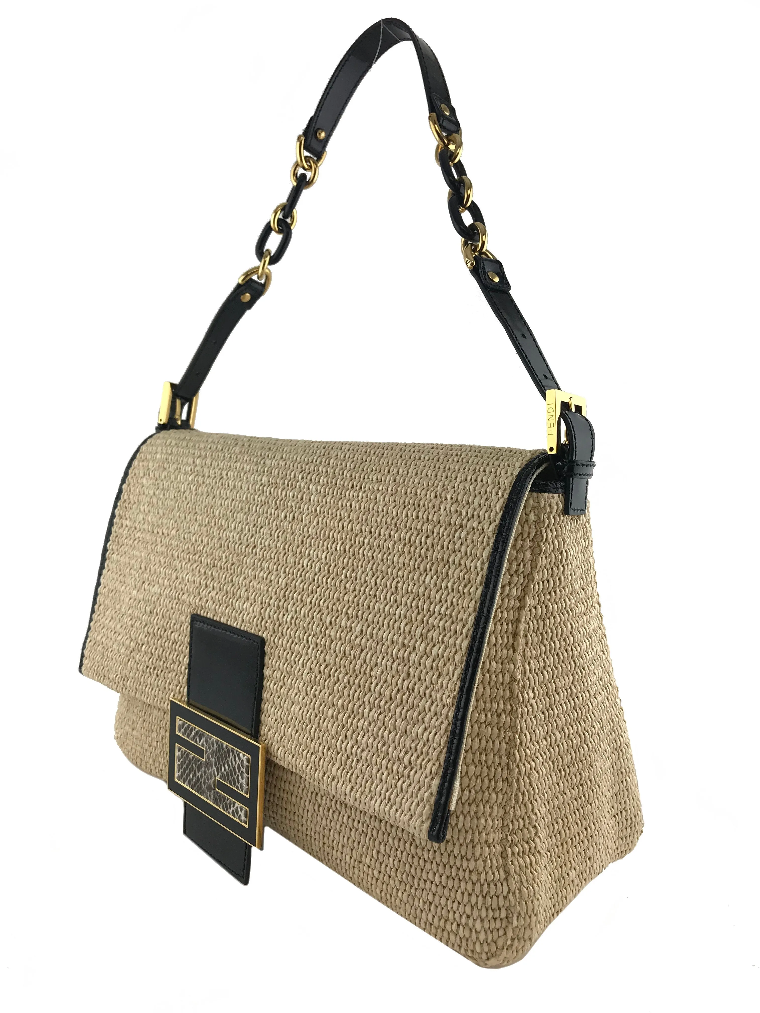 Fendi Big Mama Straw Flap Bag