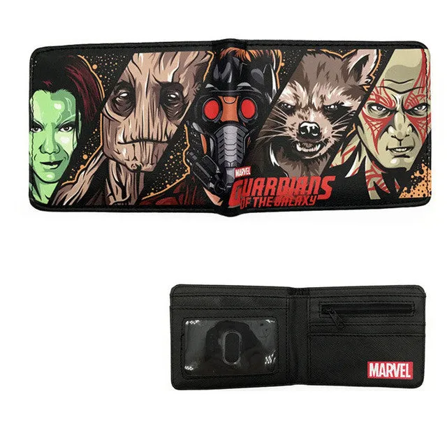 Free Shipping PU Short Wallet Guardians of The Galaxy Wonder Women Walking Dead Dragon Ball Z Bombshells Anime Purse