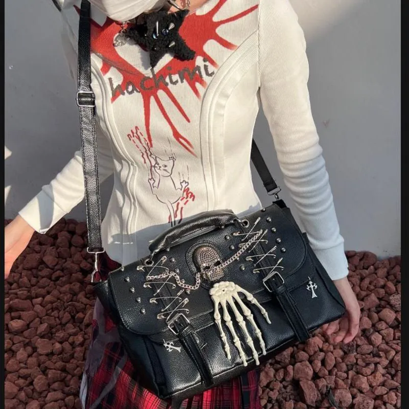 Gothic One Lolita Skull Chain Y2K Punk Rivet Harajuku Shoulder Bag