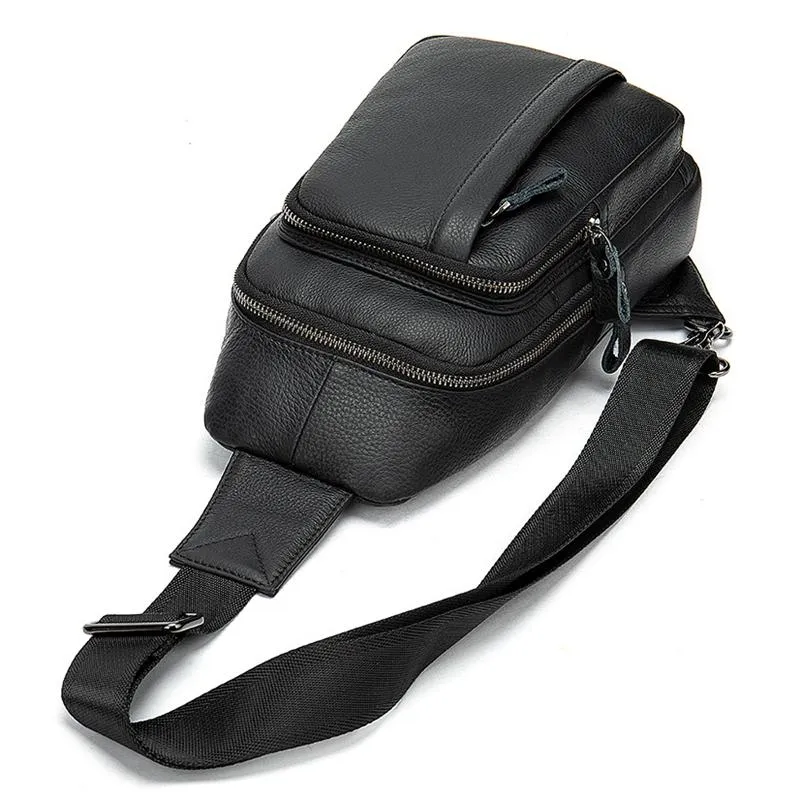 Great Quality Soft Handle Waterproof Genuine Leather Chest Bag Sling Backpack