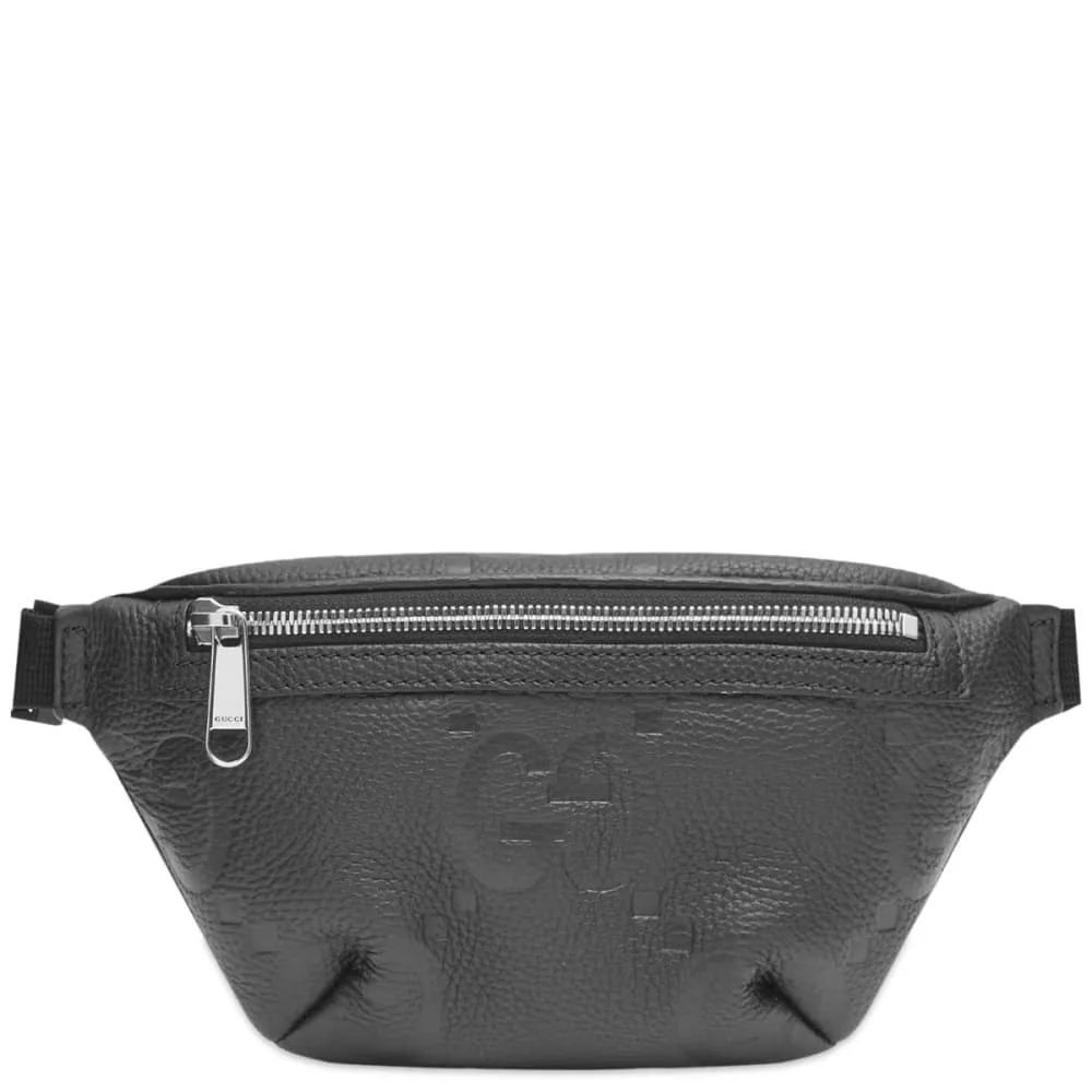 Gucci leather belt bag with GG embossing, black