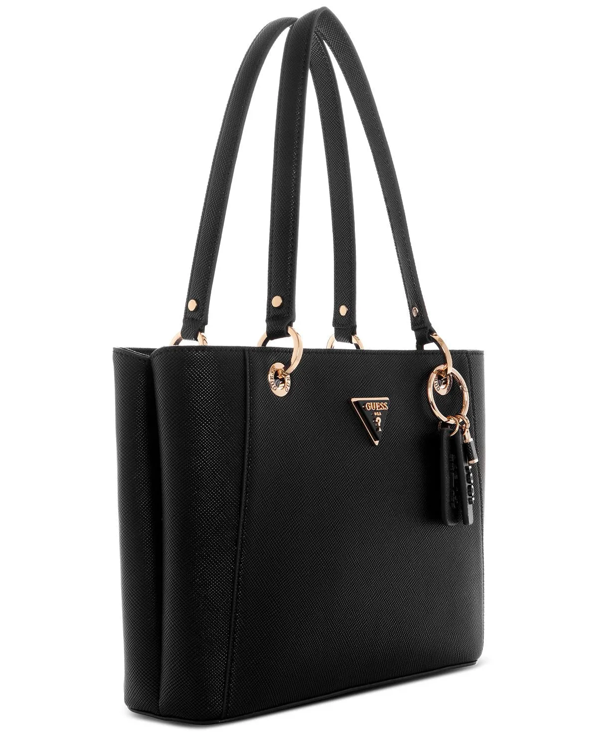 GUESS Small Tote Zip Bag with Double Top Compartment GUESS, Black