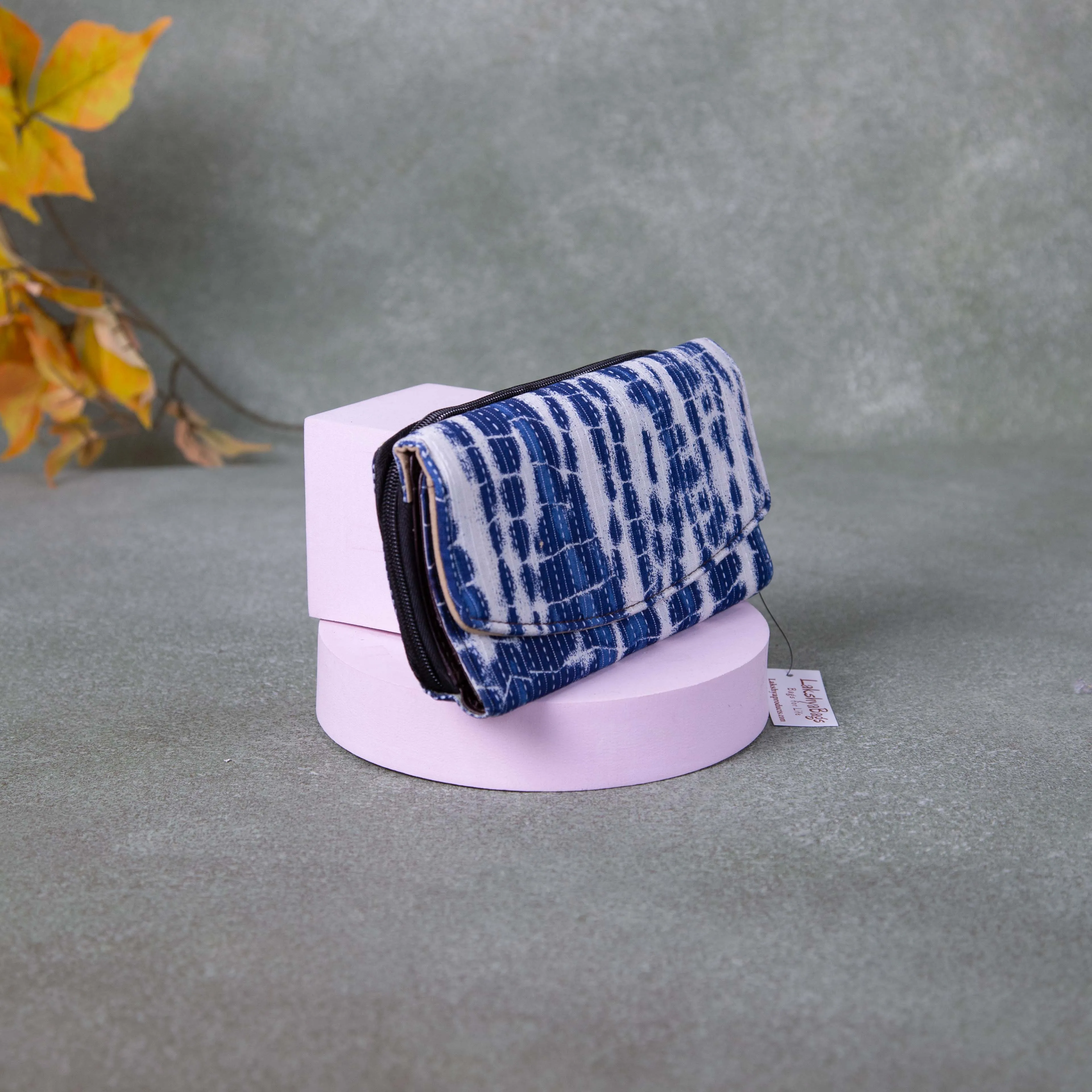 Handmade Wallets - Classic Blue with White Prints