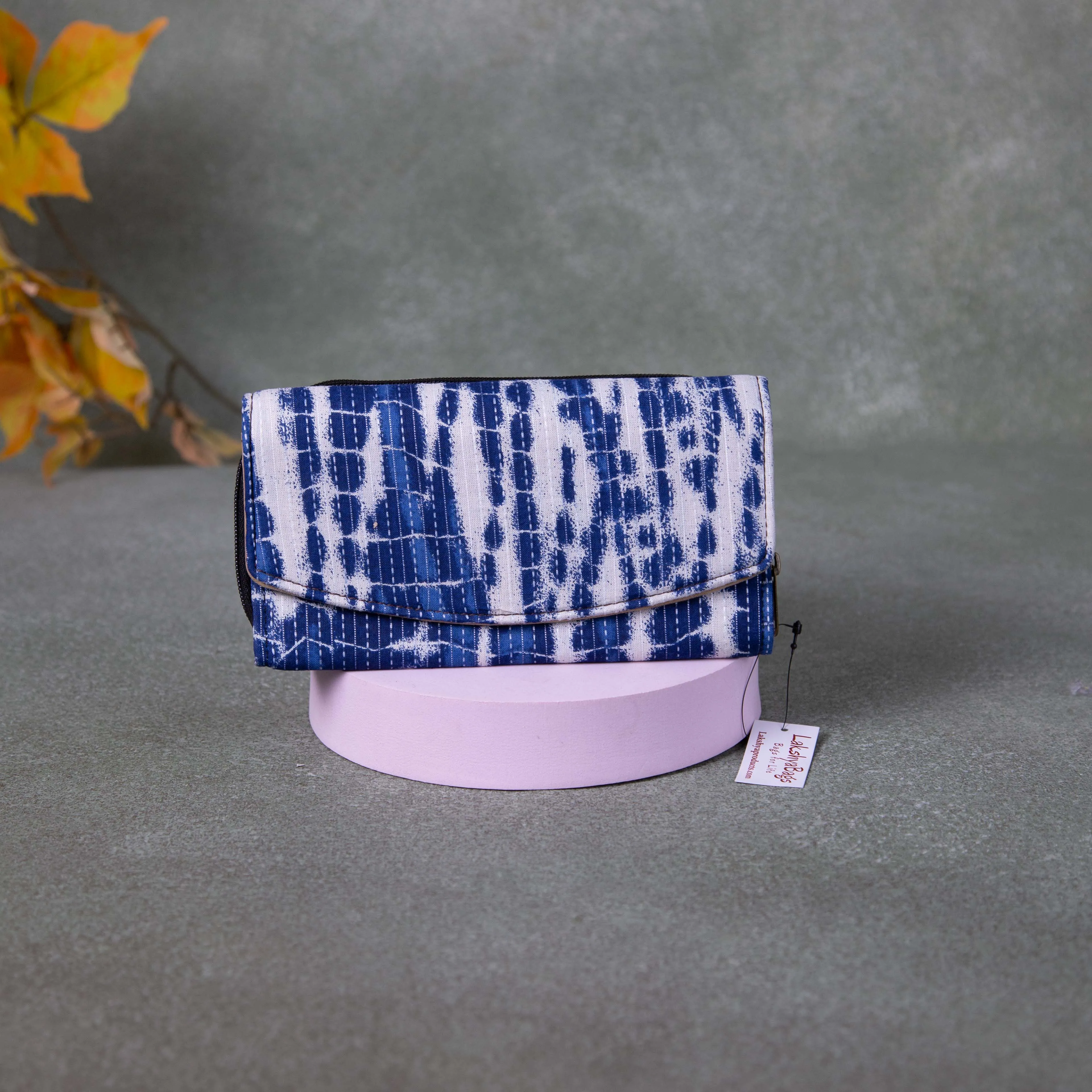 Handmade Wallets - Classic Blue with White Prints