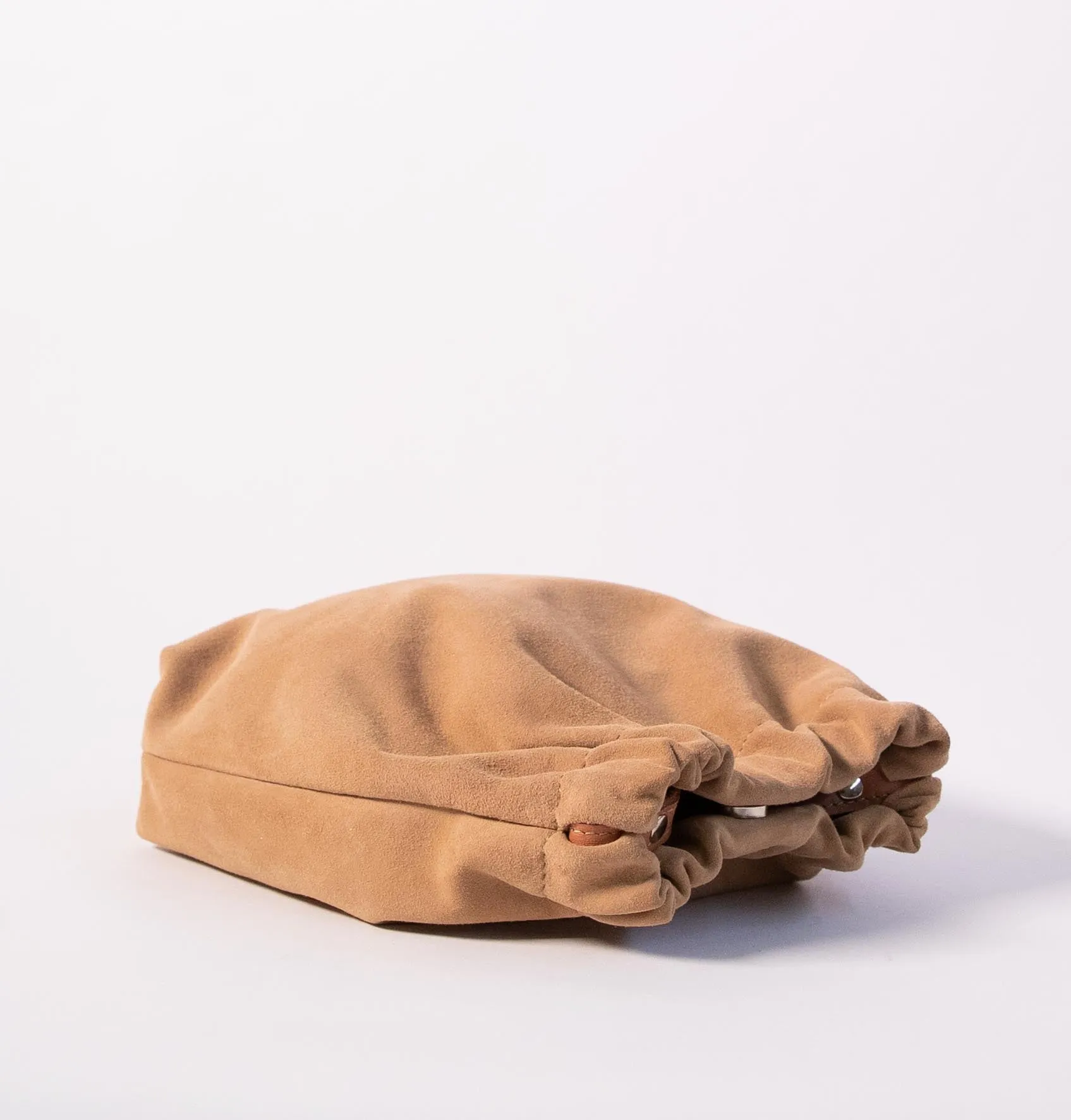 Harpers Emporium Gathered Bag in Camel Suede