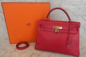 HERMES／エルメス ケリー32 クシュベル ルージュヴィフ 〇V刻印 ショルダーバッグ 500060067