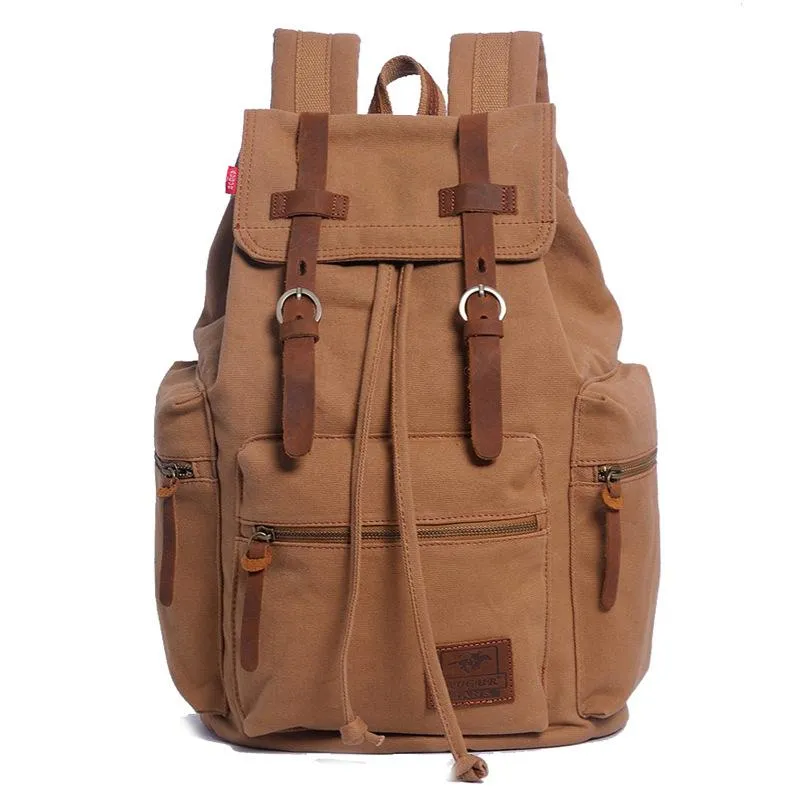 Hight Quality Casual Canvas Retro Drawnstring Travel Backpack