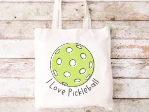 I Love Pickleball Canvas Tote Bag