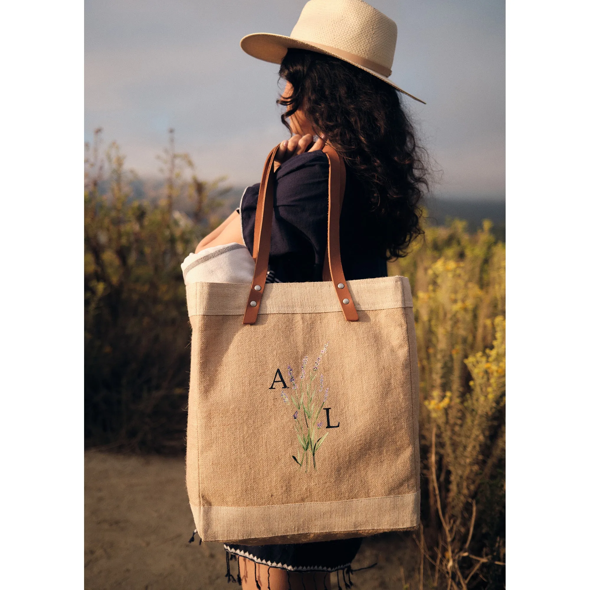 Market Bag in Natural Lavender Bloom by Amy Logsdon