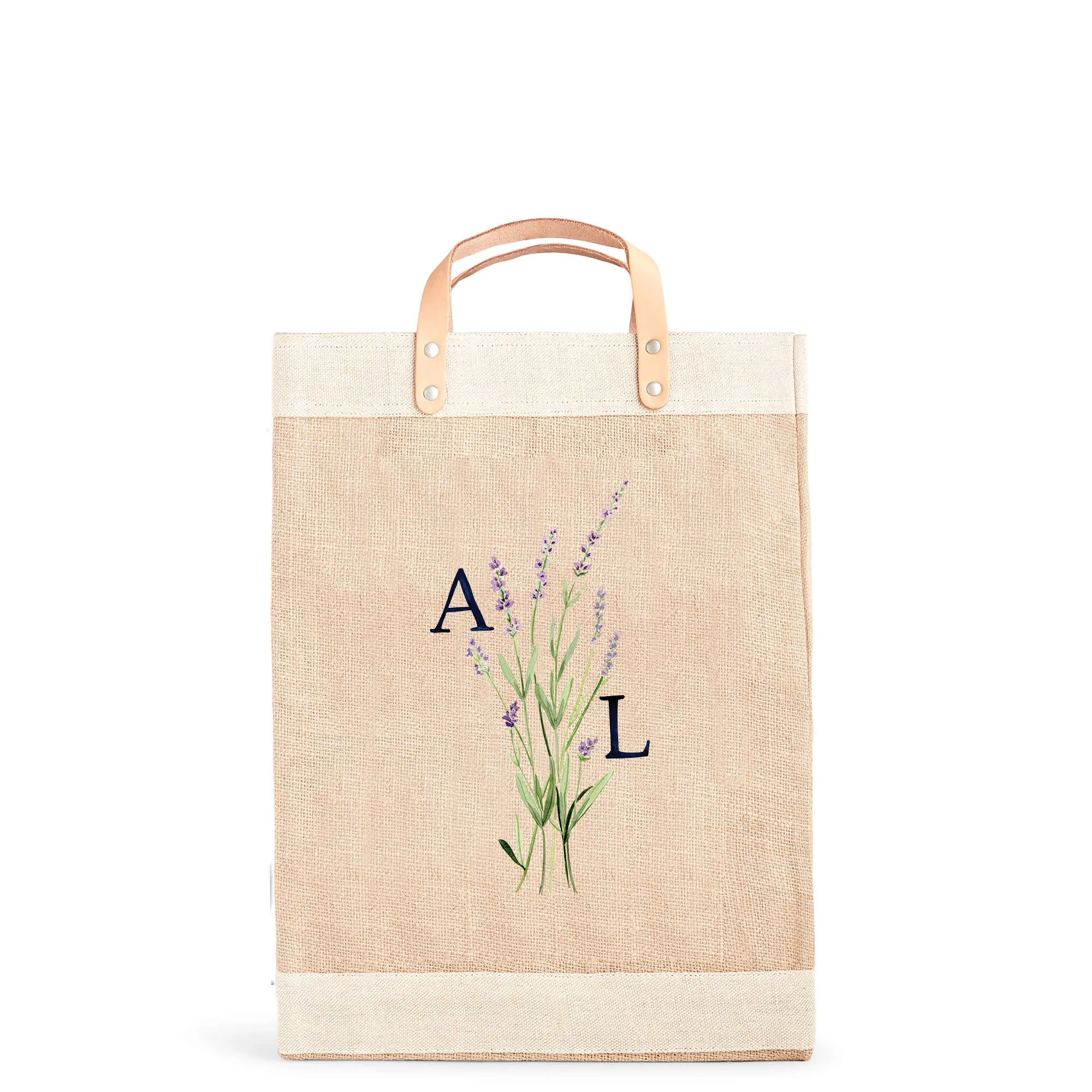 Market Bag in Natural Lavender Bloom by Amy Logsdon