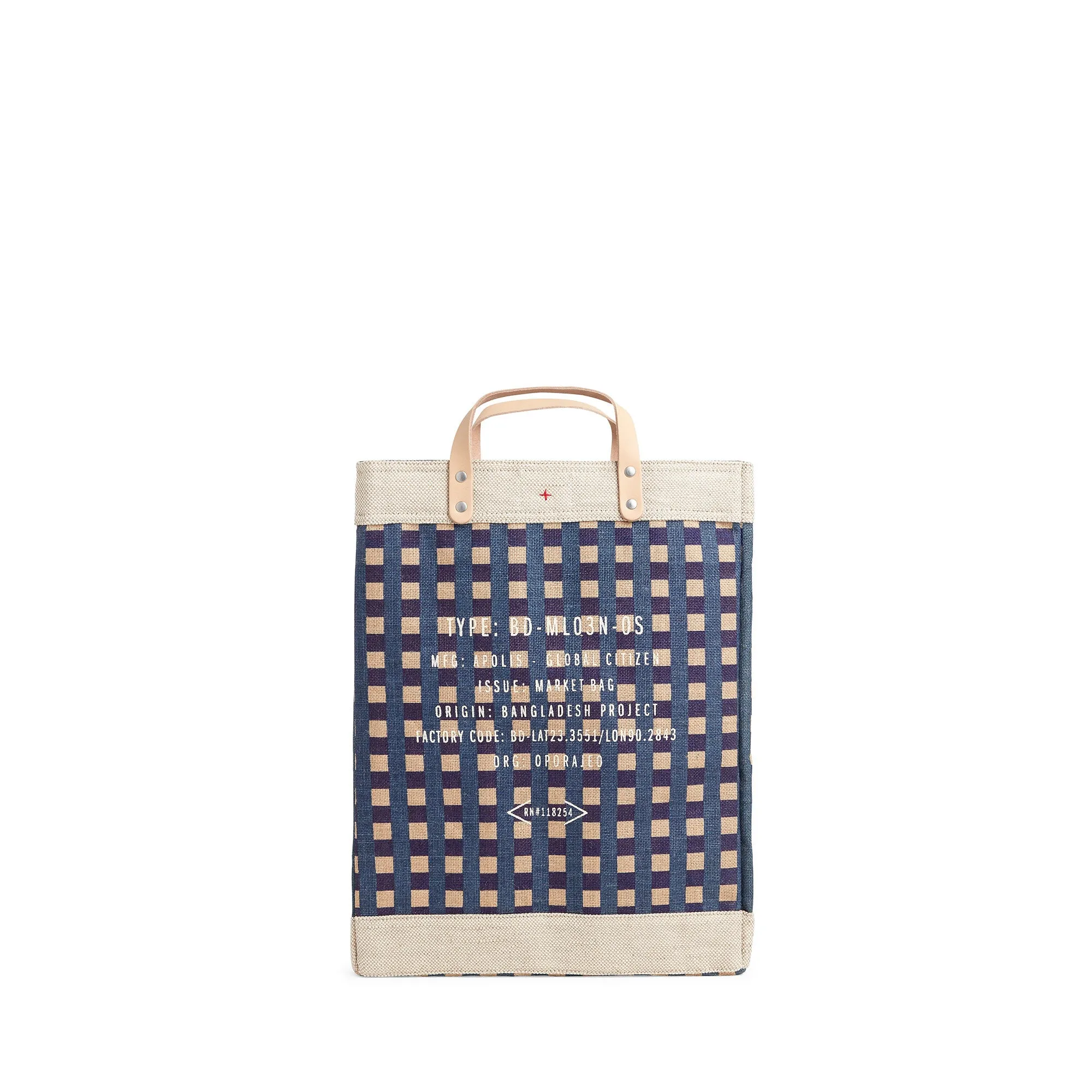 Market Bag in Navy Gingham