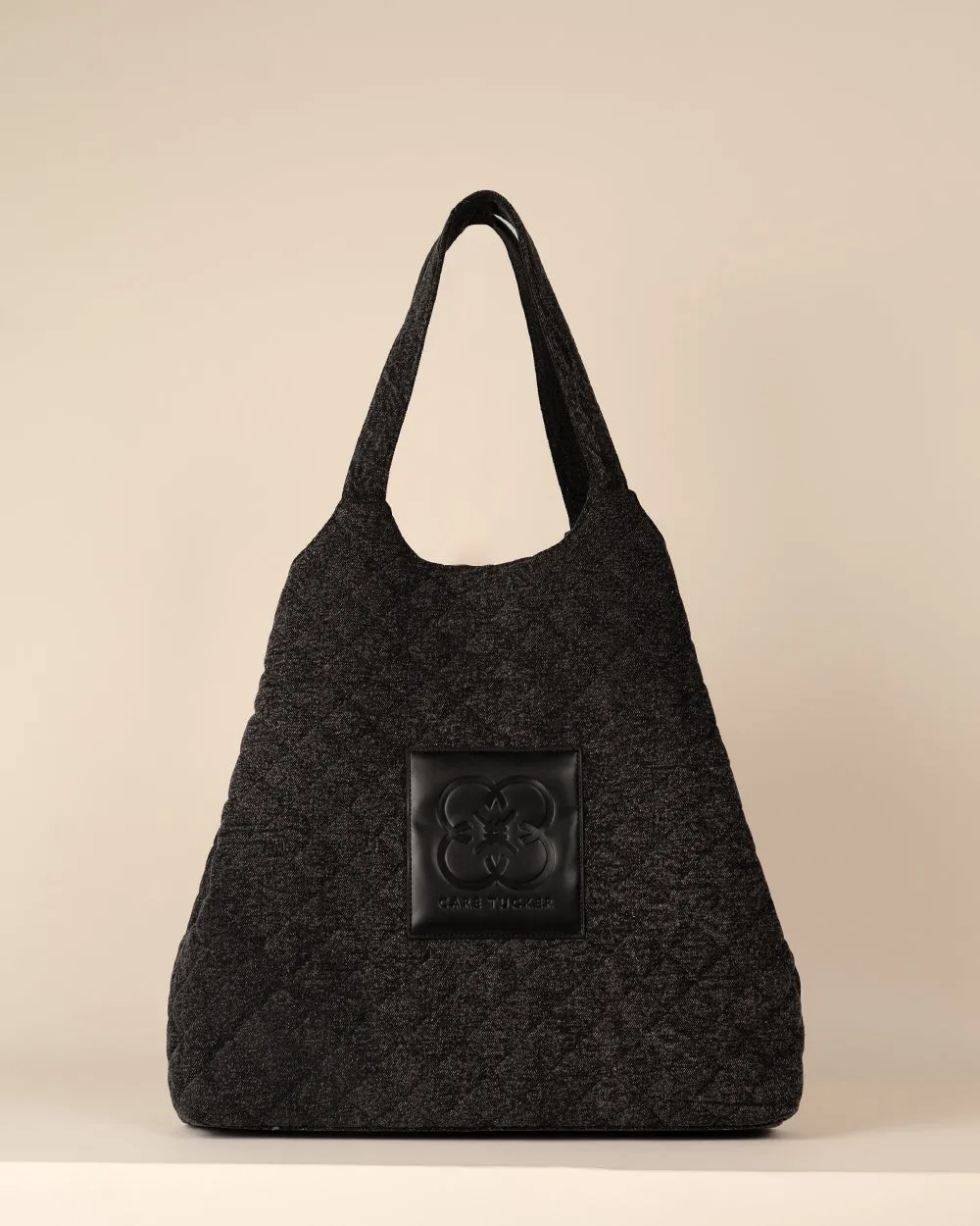 Maxi Quilted Denim Tote Bag Black