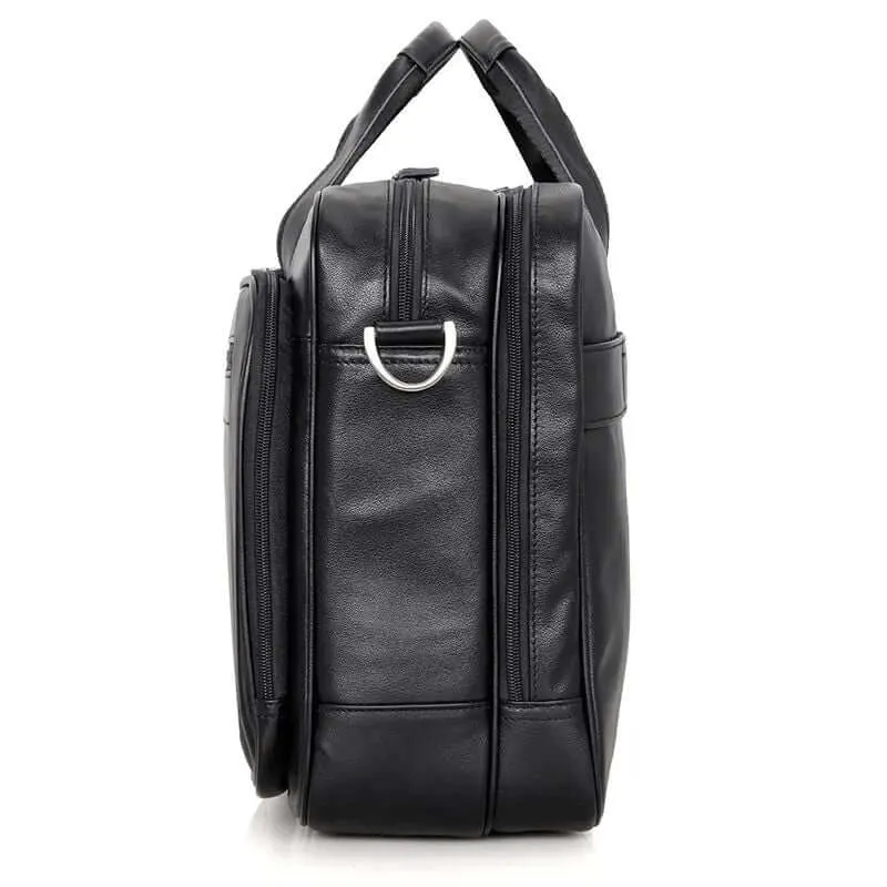 Men's Black Leather Laptop Bag - For Business & Travel