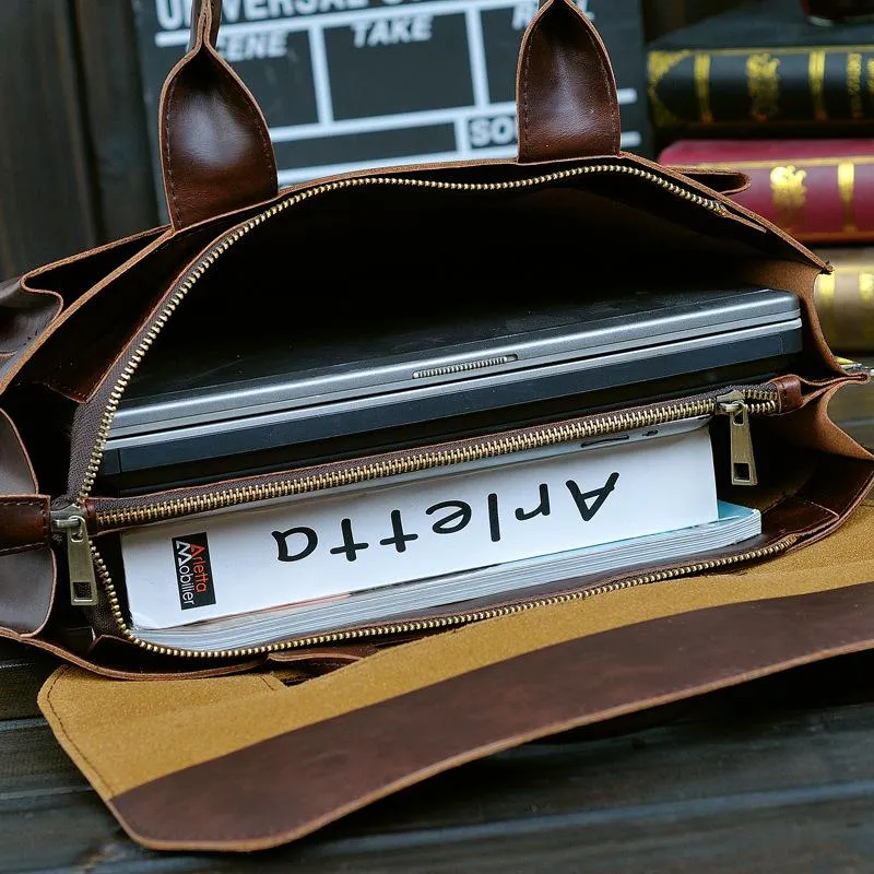 Men's Business Leather Crossbody Bag HandBag