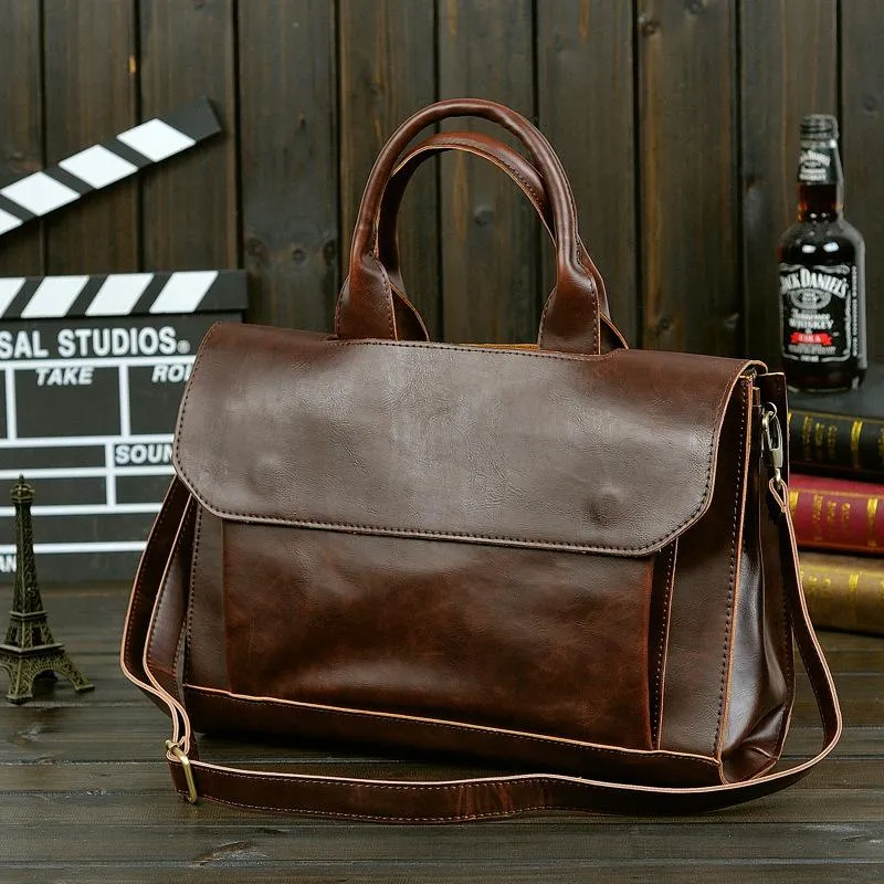 Men's Business Leather Crossbody Bag HandBag