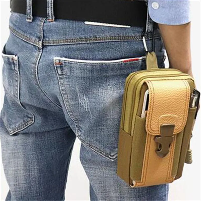 Men's Casual Outdoor Multifunction Buckle Hang Phone Holder Waist Bag