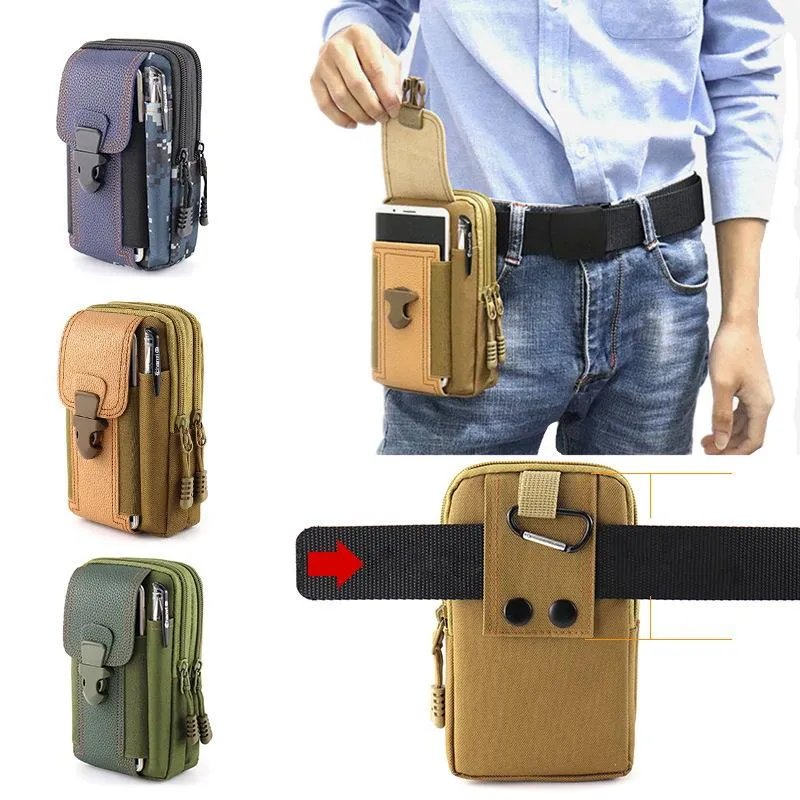 Men's Casual Outdoor Multifunction Buckle Hang Phone Holder Waist Bag