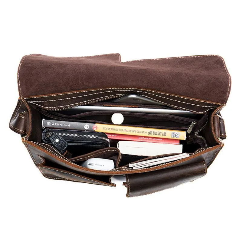 Men's Leather Shoulder Bag Buckle Closure Crossbody Bag