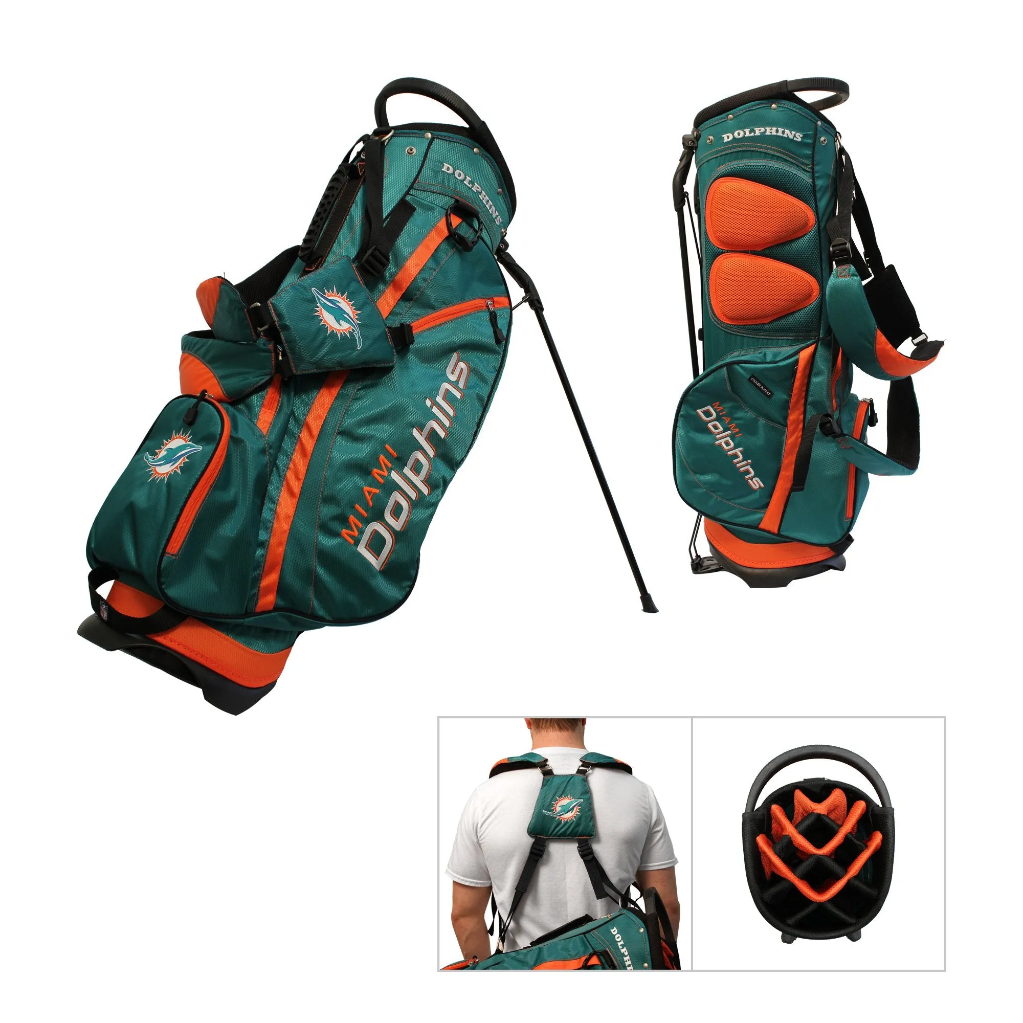 Miami Dolphins Team Golf Fairway Lightweight 14-Way Top Golf Club Stand Bag