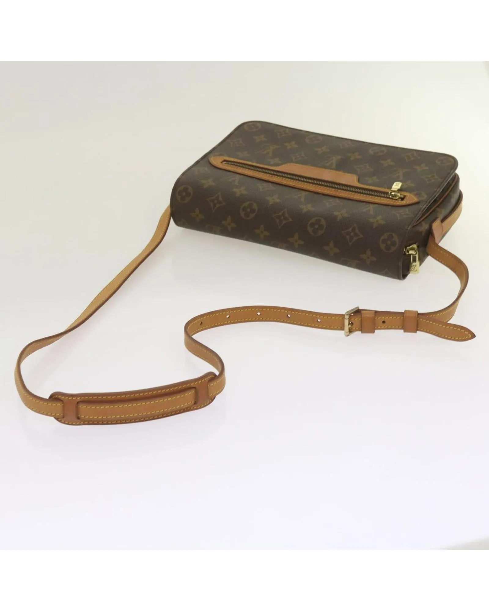 Monogram Shoulder Bag with Flap Closure and Chain Strap