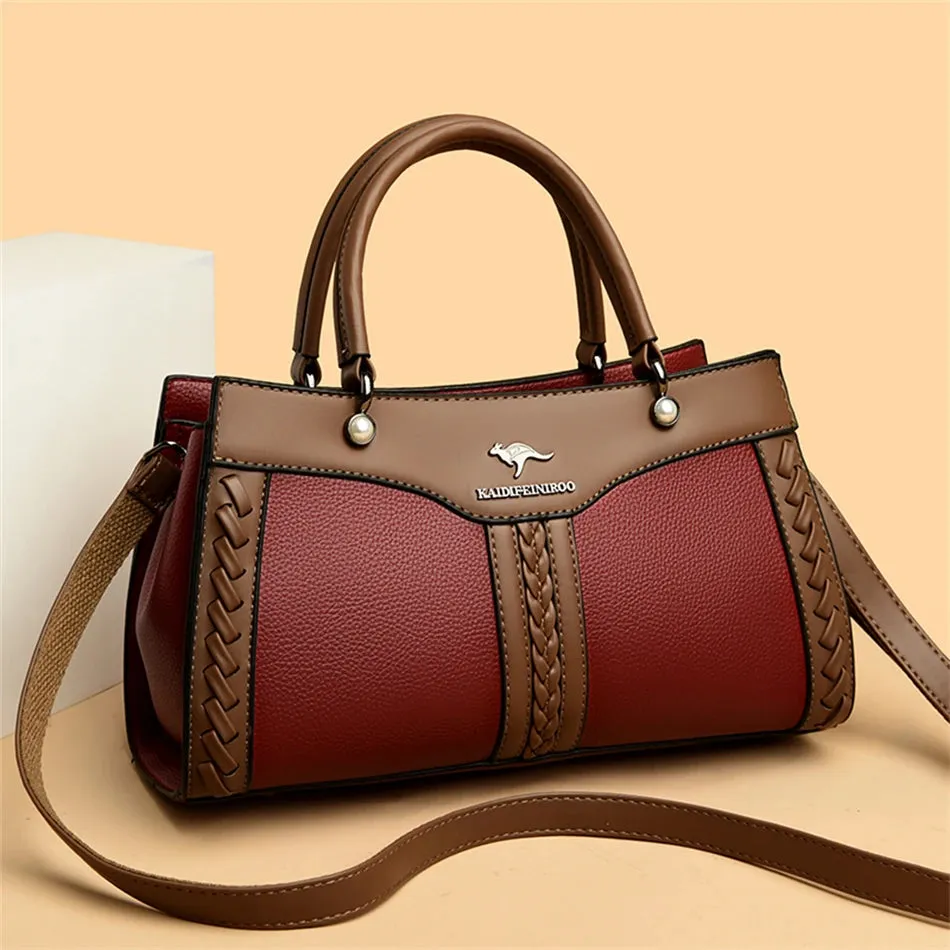 Multi Layered Women Handbag Soft Leather Messenger Bag Crossbody Bag