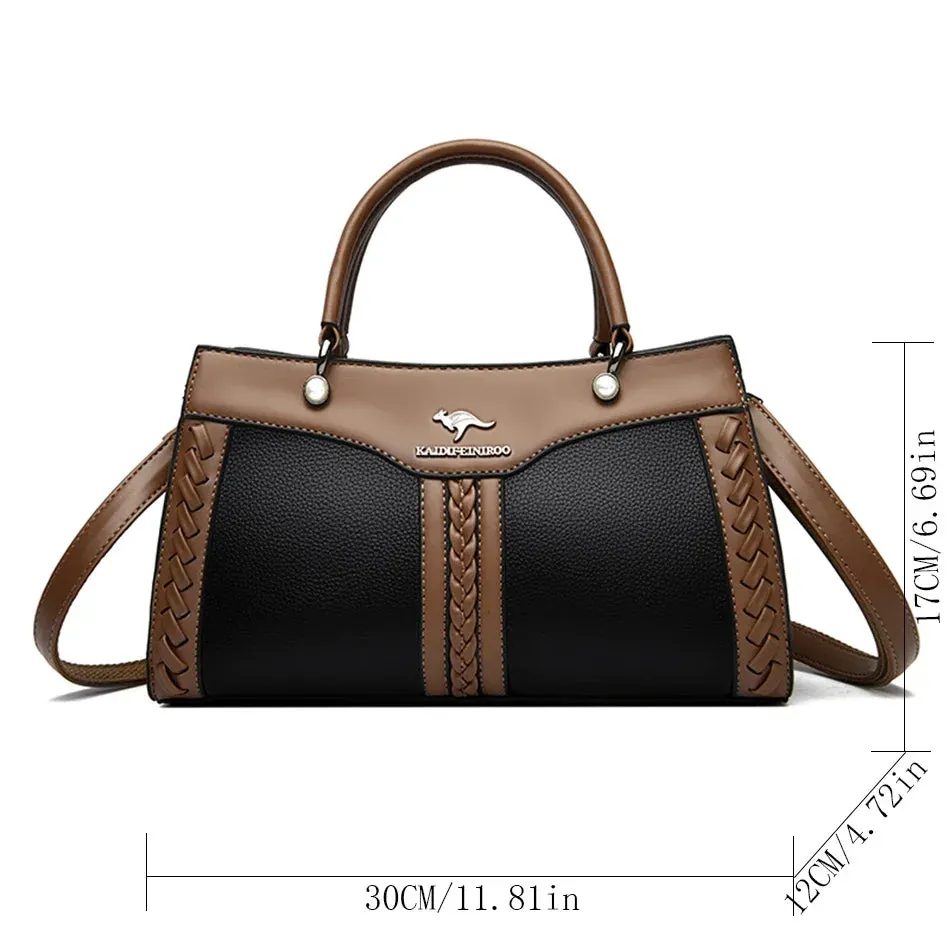 Multi Layered Women Handbag Soft Leather Messenger Bag Crossbody Bag