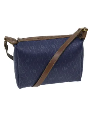 Navy Honeycomb Canvas Shoulder Bag with Adjustable Strap - Authentic Christian Dior